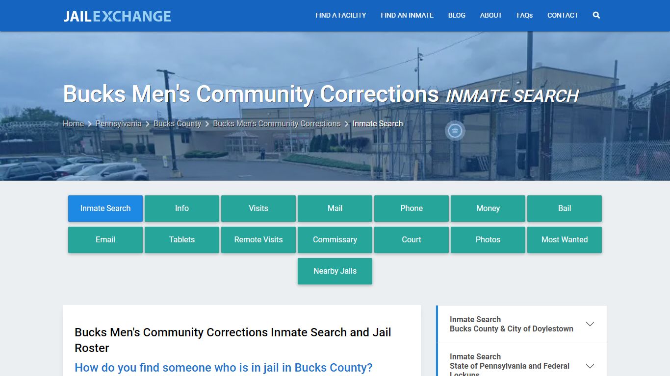 Bucks Men's Community Corrections Inmate Search - Jail Exchange