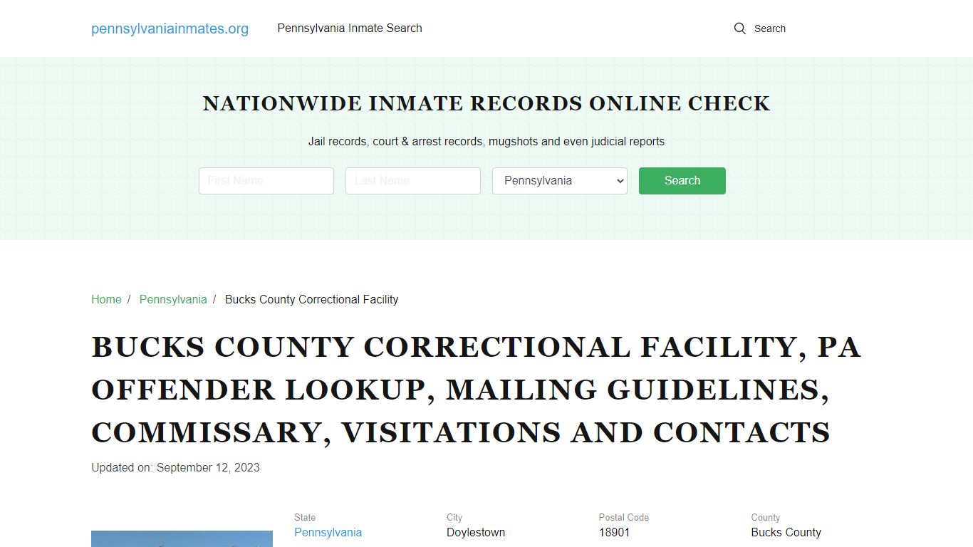 Bucks County Correctional Facility, PA: Inmate Search Options ...